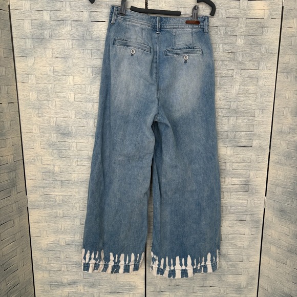 Pilcro and the Letterpress Denim Wide Leg Cropped Jeans Womens 25 Tie Dye Hem - Picture 2 of 6